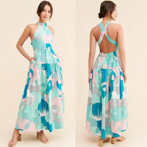 Free People SWF Highneck Cross Back Midi Dress Size Small $399